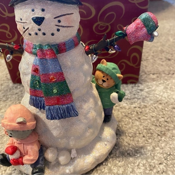 San Francisco Music Box Company Snowman Cat Figurine Christmas Winter Decor - Picture 3 of 9
